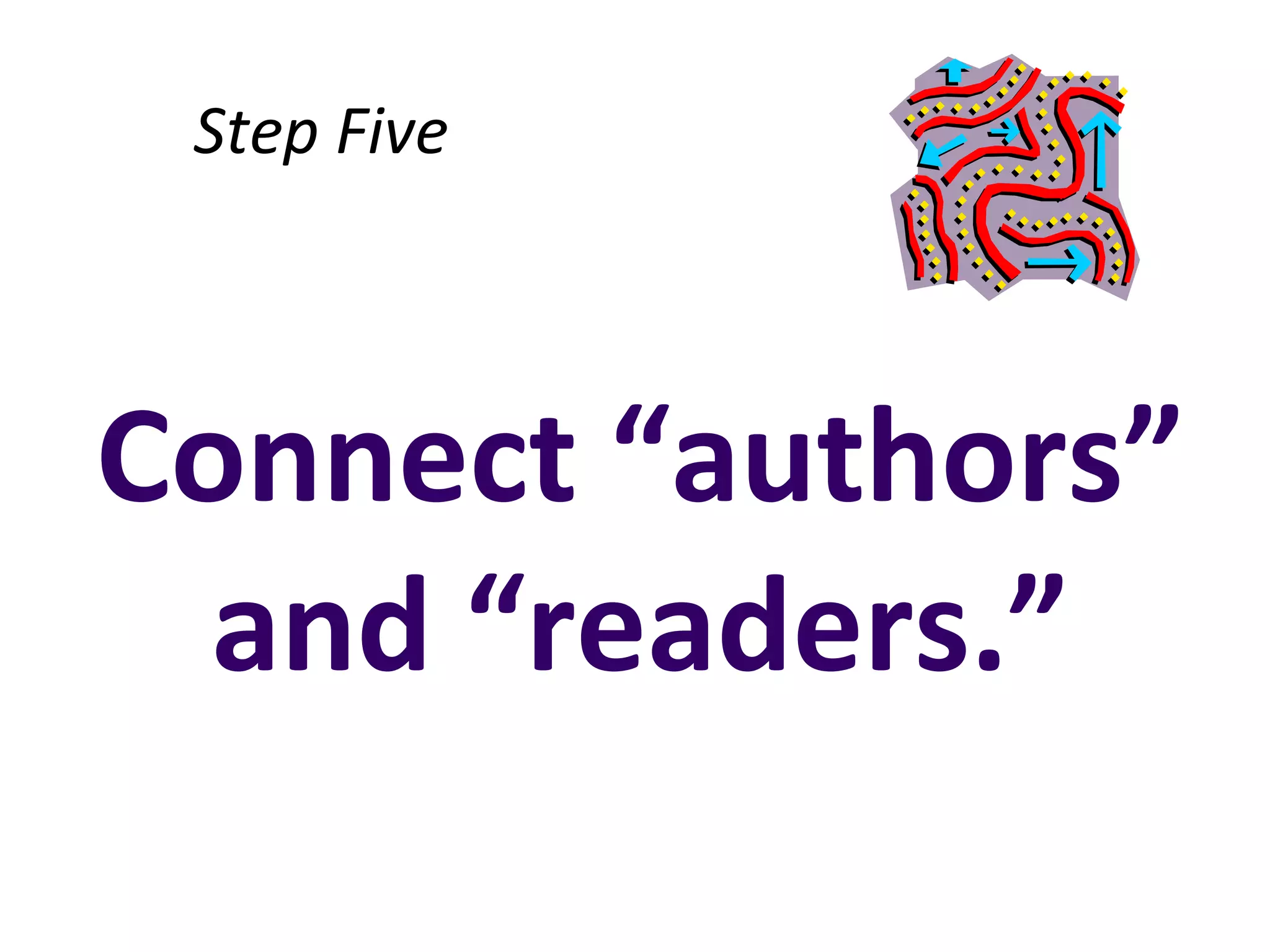 Step Five



Connect “authors”
  and “readers.”
 