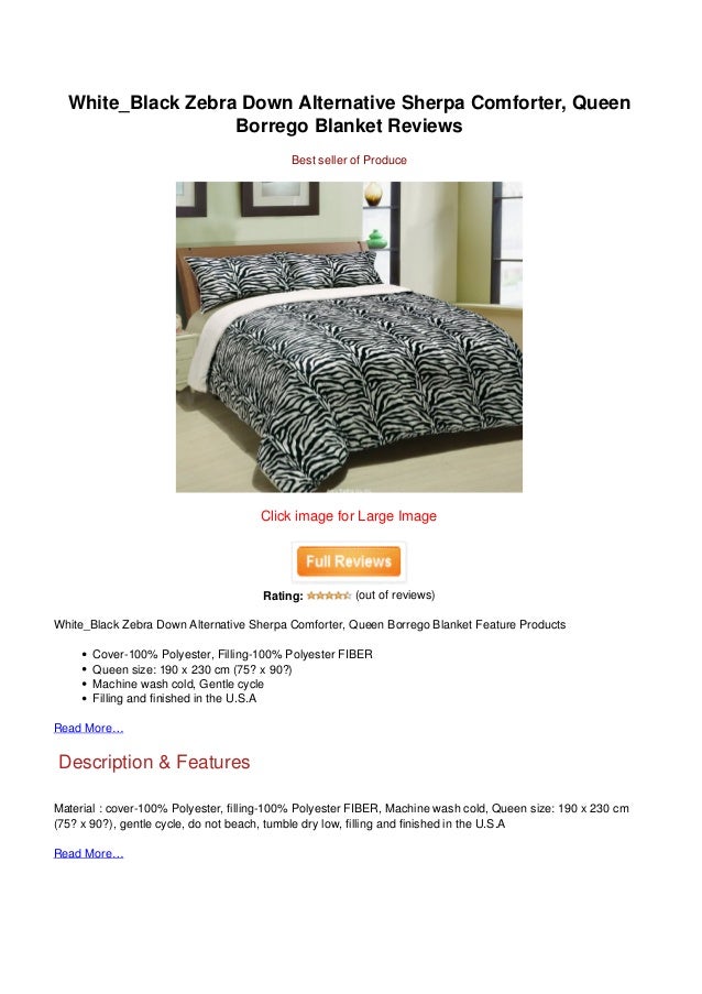 Now White Black Zebra Down Alternative Sherpa Comforter Queen Borrego