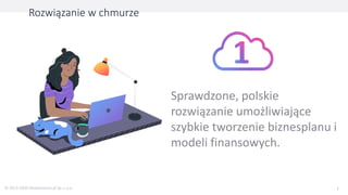 Rozwiązanie w chmurze
Sprawdzone, polskie
rozwiązanie umożliwiające
szybkie tworzenie biznesplanu i
modeli finansowych.
© 2013-2020 NowyInteres.pl Sp. z o.o. 2
 