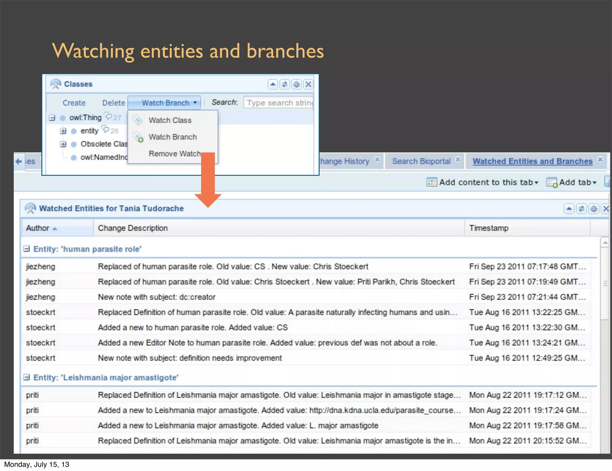 Watching entities and branches
Monday, July 15, 13
 