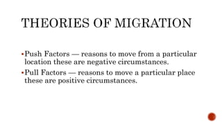  Migration and Distance — moves to short distance only.
 Migration by Stages — proceeds step by step.
 Stream and Count...