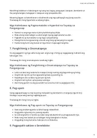 Halimbawa Ng Tayutay Mga Uri Ng Tayutay Atbp