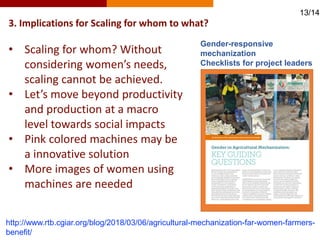 Mechanization for scaling from a gender perspective