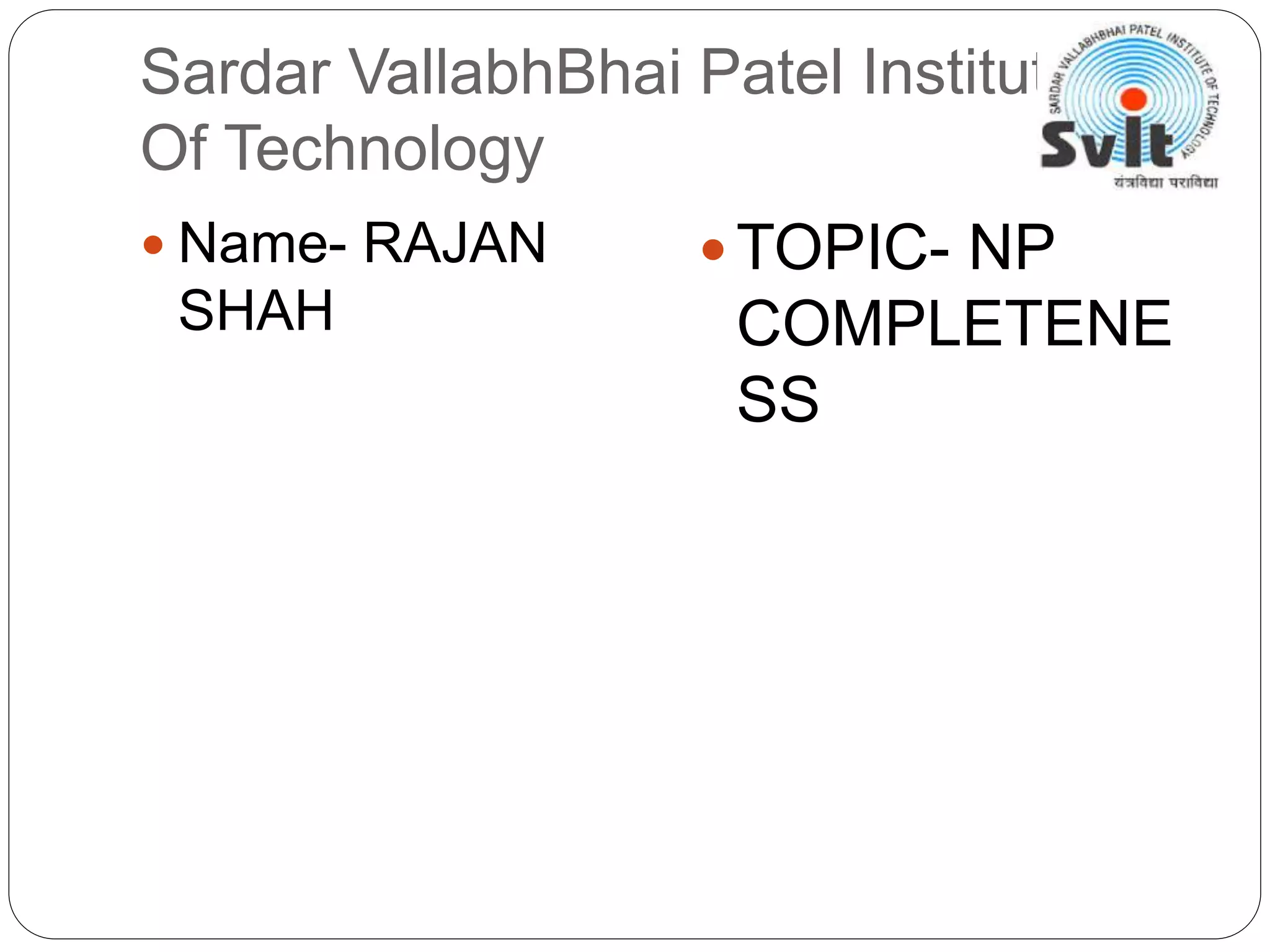 Np Completeness | PPT