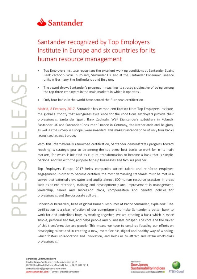 santander recognized by top employers institute in europe santander bank careers