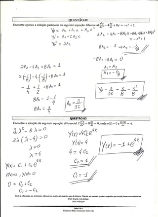UNIP 4 Semestre -Np1 Equaçoes Diferenciais