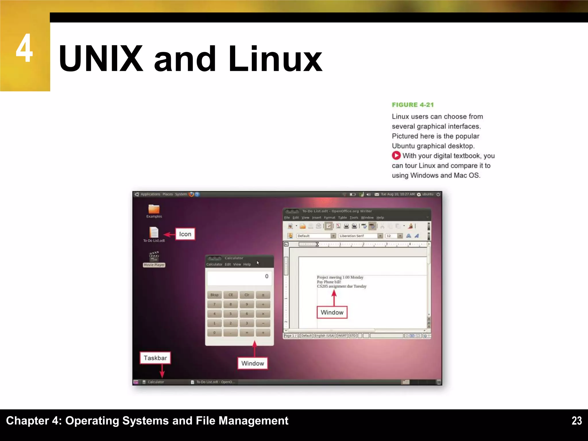4 UNIX and Linux




Chapter 4: Operating Systems and File Management   23
 