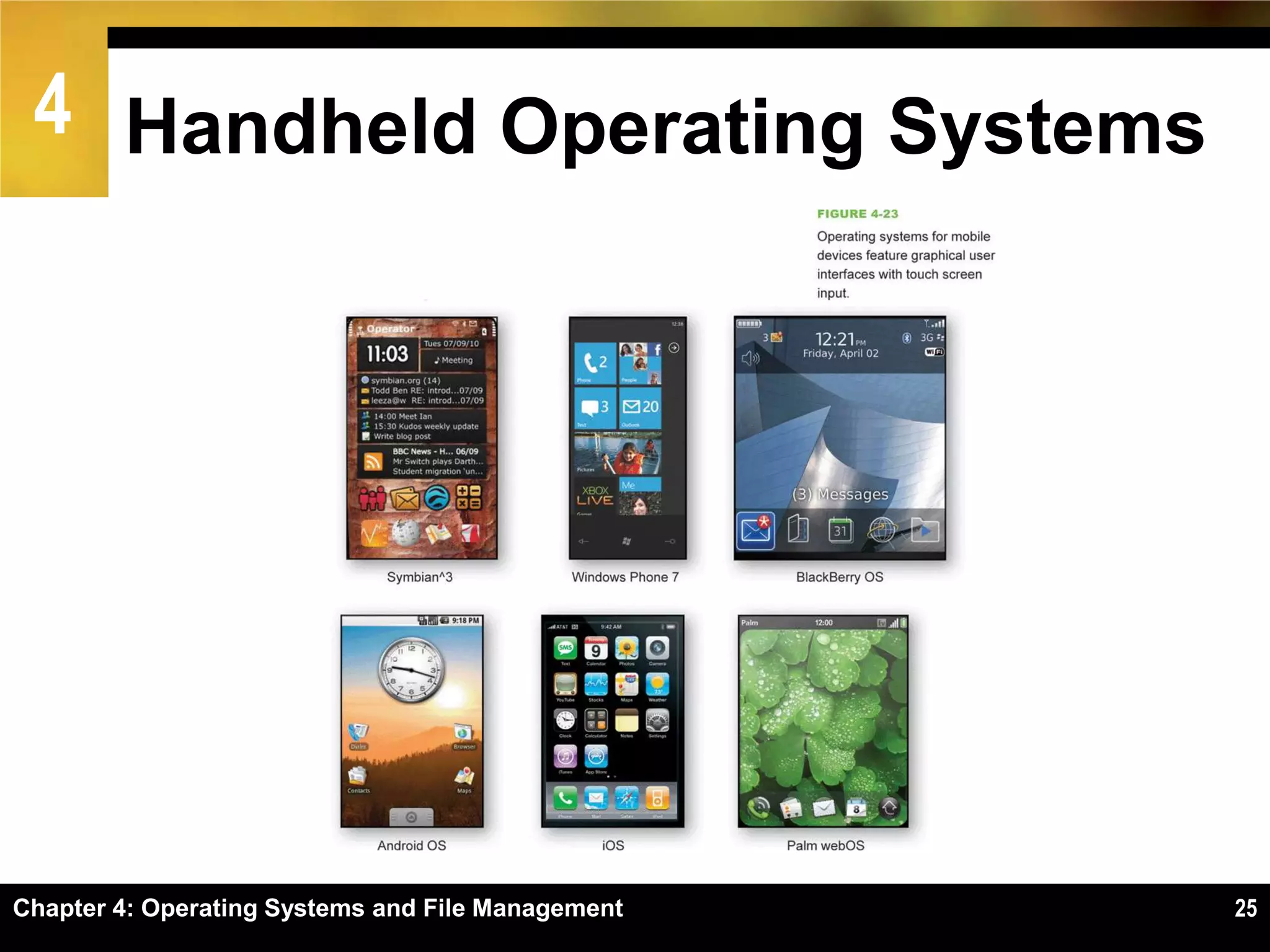 4 Handheld Operating Systems




Chapter 4: Operating Systems and File Management   25
 