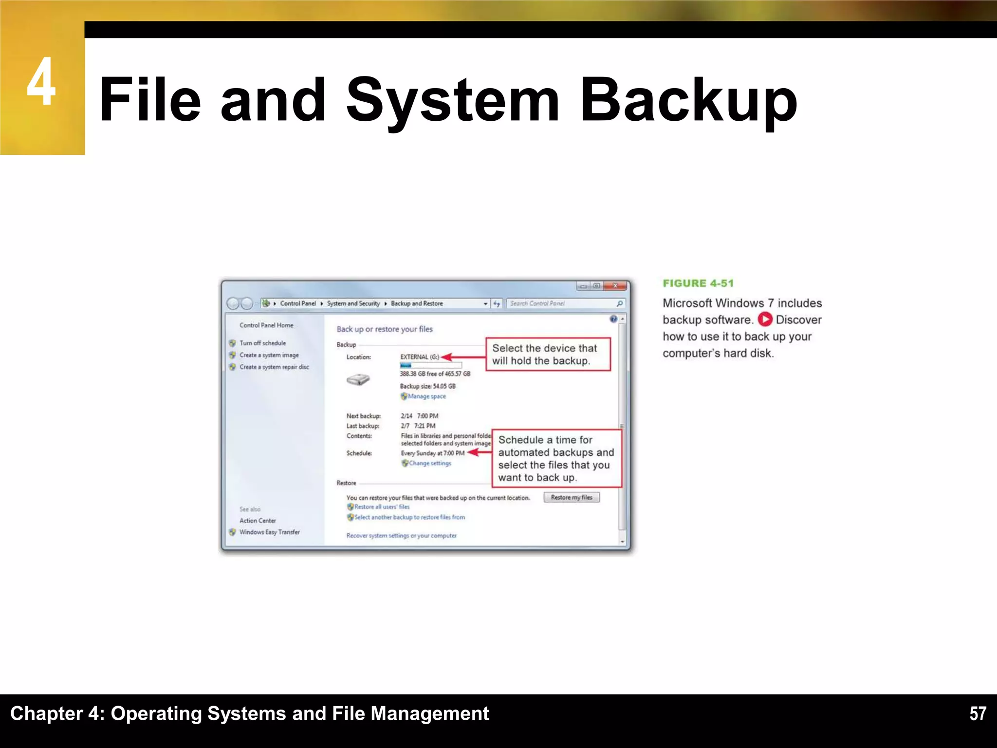 4 File and System Backup




Chapter 4: Operating Systems and File Management   57
 