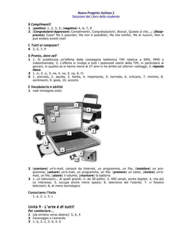 Nuovo Progetto italiano 2 - Libro dello studente - Soluzioni