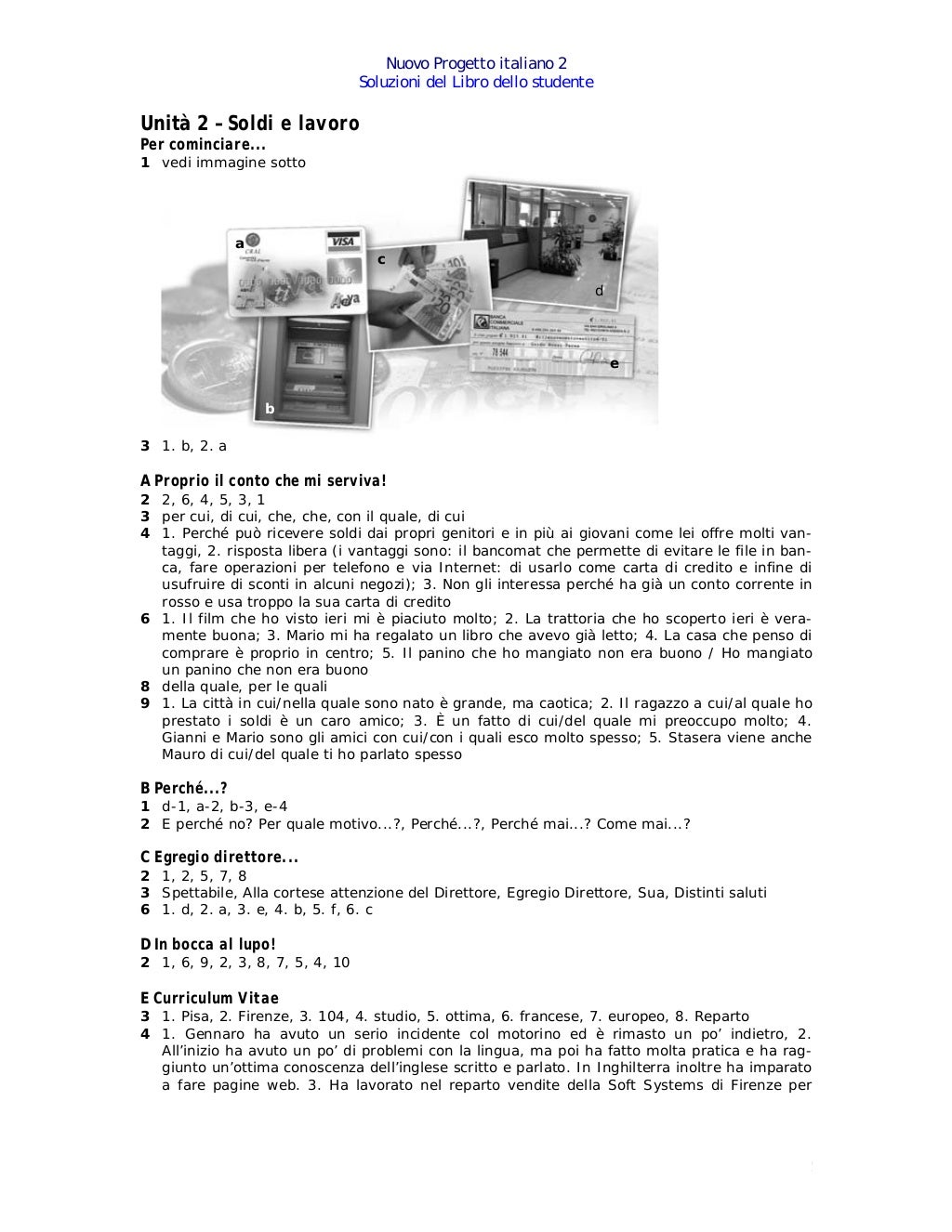 Nuovo Progetto italiano 2 - Libro dello studente - Soluzioni