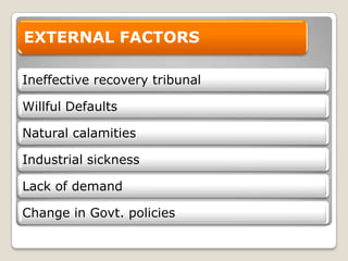 Doubtful Assets – Which has remained in the sub-standard category for a period of 12 monthsD1 i.e. up to 1 year : 20% provision is made by the banksD2 i.e. up to 2 year: 30% provision is made by the bank D3 i.e. up to 3 year : 100% provision is made by the bank.Loss Assets – where loss has been identified by the bank or internal or external auditors or the RBI inspection but the amount has not been written off wholly.STANDARD ASSETS – general provision of a minimum of 0.40 percent on standard assetsSUBSTANDARD ASSETS – 10% on total outstanding balance, 10 % on unsecured exposures identified as sub-standard & 100% for unsecured “doubtful” assets.DOUBTFUL ASSETS – 100% to the extent advance not covered by realizable value of security. In case of secured portion, provision may be made in the range of 20% to 100% depending on the period of asset remaining sub-standardLOSS ASSETS – 100% of the outstanding
