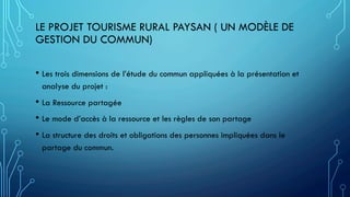 Le projet tourisme rural paysan" un modèle de gestion associatif du "commun" 