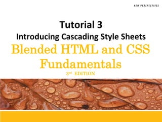 Tutorial 3
Introducing Cascading Style Sheets

Blended HTML and CSS
Fundamentals
3rd EDITION

 