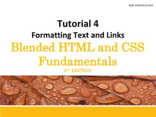 Tutorial 4
Formatting Text and Links

Blended HTML and CSS
Fundamentals
3rd EDITION

 