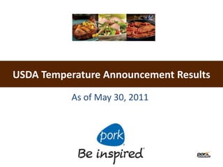 USDA Temperature Announcement Results
As of May 30, 2011
 