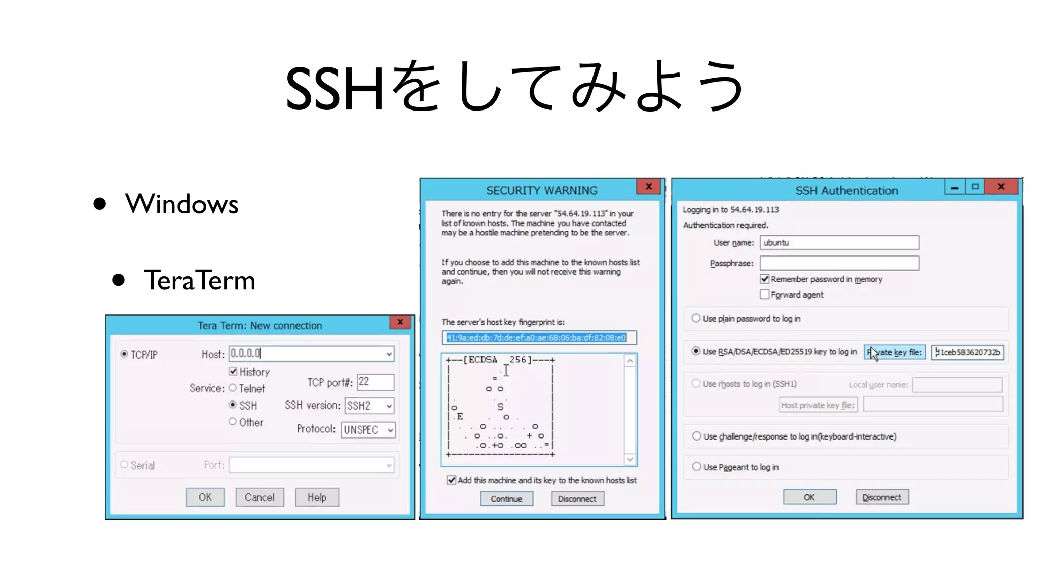 SSHをしてみよう
• Windows 
• TeraTerm 
 