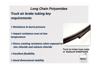 Long Chain Polyamides
Truck air brake hose made
of Radilon® D40EP25ZW
 