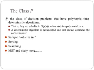 Class P Problem With Example np hard, np complete, polynomial and non polynomial | PDF