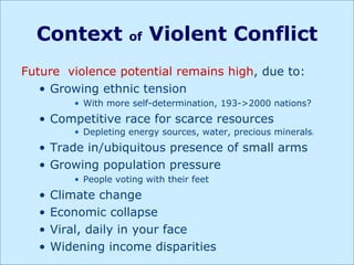 Context  of  Violent Conflict ,[object Object],[object Object],[object Object],[object Object],[object Object],[object Object],[object Object],[object Object],[object Object],[object Object],[object Object],[object Object]
