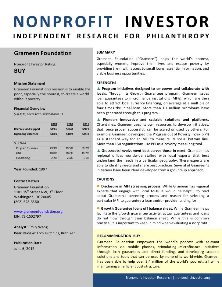 NPI Evaluation of Grameen Foundation