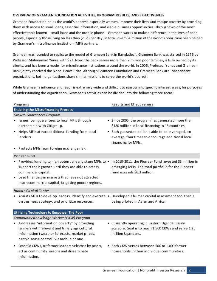 NPI Evaluation of Grameen Foundation
