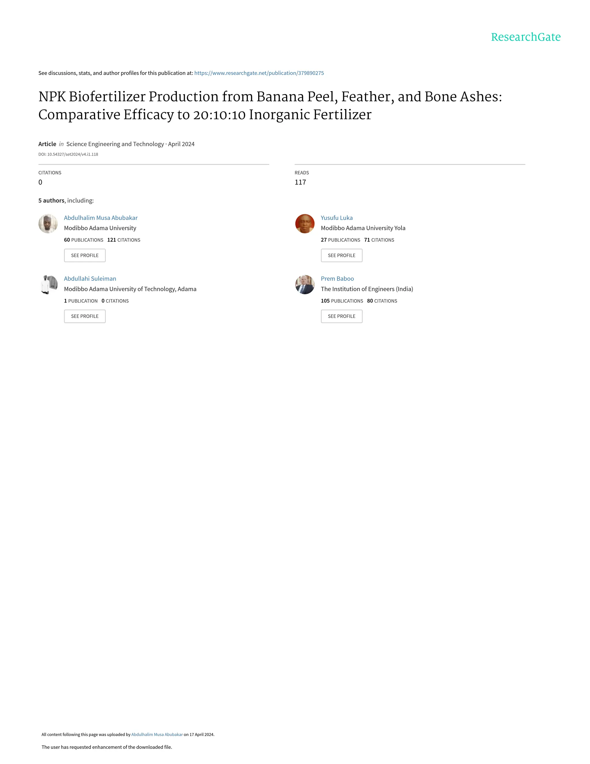 NPK Biofertilizer Production from Banana Peel.pdf