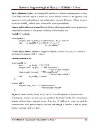 Networking Programming Lab Np lab | PDF