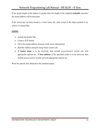 Networking Programming Lab Np lab | PDF