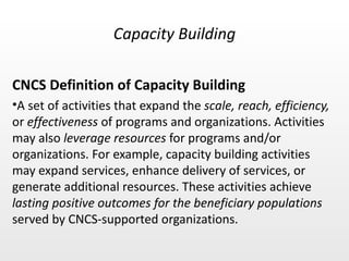 [object Object],[object Object],Capacity Building 