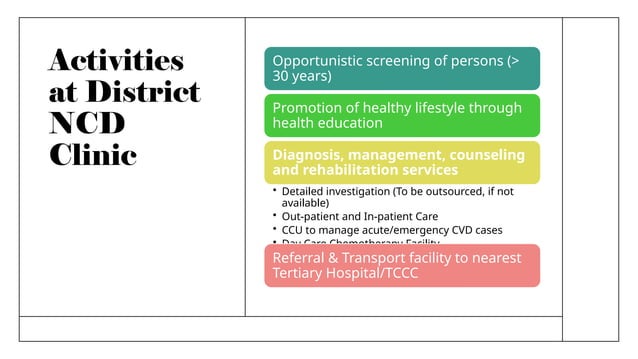 National Program for prevention of Non communicable Diseases | PPTX