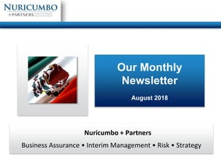 Our Monthly
Newsletter
August 2018
Nuricumbo + Partners
Business Assurance • Interim Management • Risk • Strategy
 