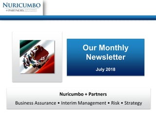 Our Monthly
Newsletter
July 2018
Nuricumbo + Partners
Business Assurance • Interim Management • Risk • Strategy
 