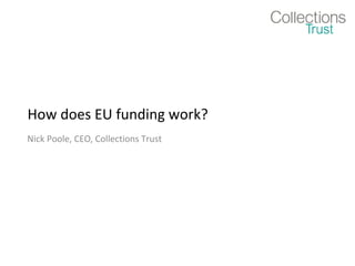 How does EU funding work?
Nick Poole, CEO, Collections Trust
 