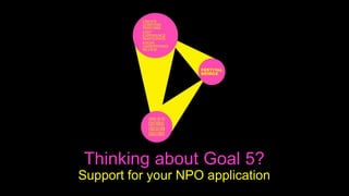 Thinking about Goal 5?
Support for your NPO application
 