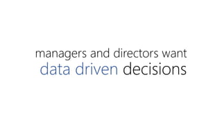 managers and directors want 
data driven decisions 
 