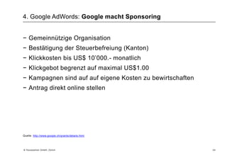 2. Disziplinen: Suchmaschinenoptimierung (SEO)Präsenz in den Gratis-Listings von Google – abhängig von über 400 Parametern:15 © Yourposition GmbH, Zürich
