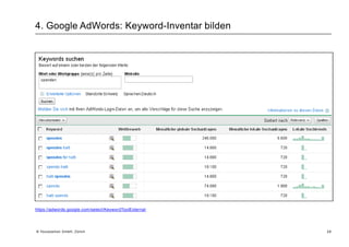 3. Dimensionen: Google-Umsätze in Mia. USDQuelle: Google Investor Relations (http://investor.google.com/) 19 © Yourposition GmbH, Zürich