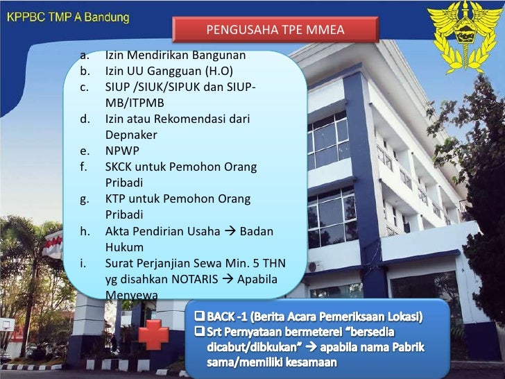 perizinan sewa tempat surat mmea tpe Nppbkc