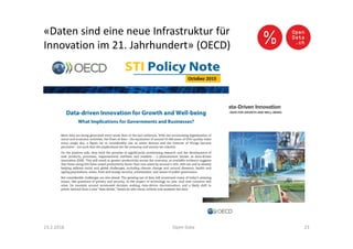 «Daten sind eine neue Infrastruktur für
Innovation im 21. Jahrhundert» (OECD)
23.2.2016 Open Data 23
 