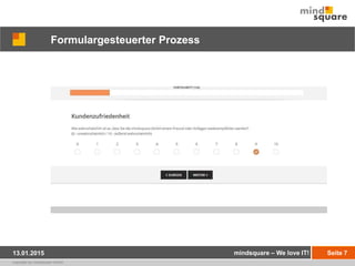 copyright by mindsquare GmbH
Formulargesteuerter Prozess
Seite 713.01.2015 mindsquare – We love IT!
 