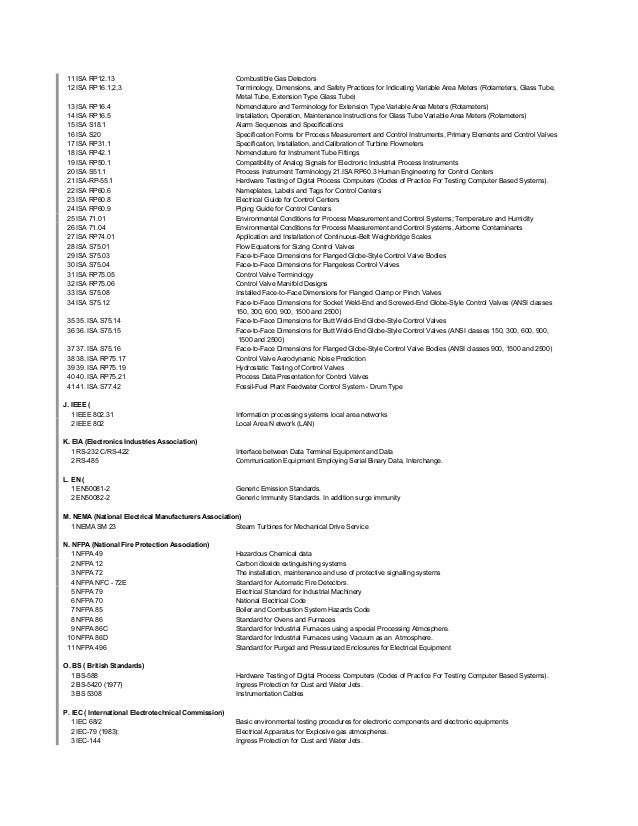 Typical Instrument Standards