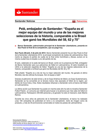 Santander Noticias                                                            Patrocinios



         Pelé, embajador de S...
