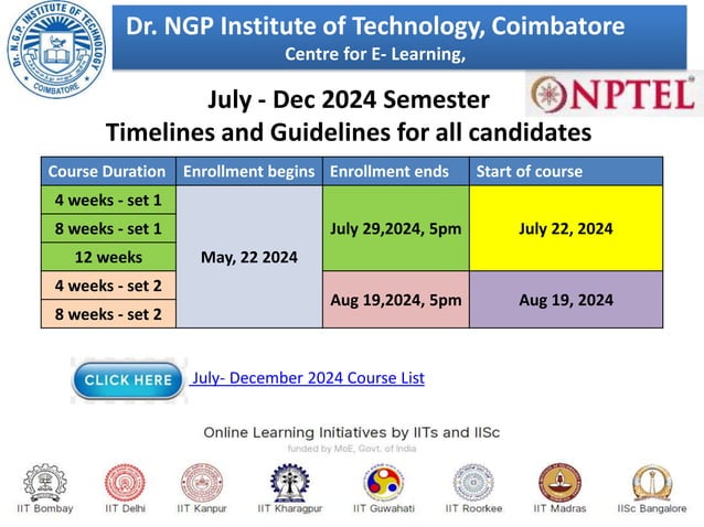 NPTEL Timeline July December 2024.pdf.x. | PDF