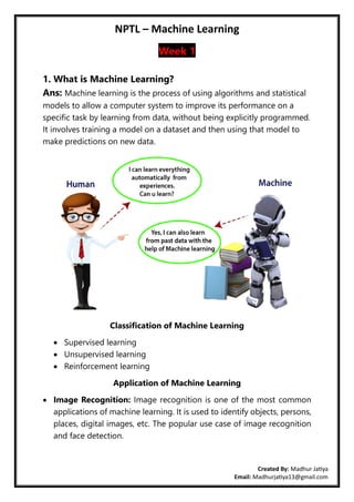 Nptel Machine Learning Notes.pdf NPTEL - Machine Learning by Madhur Jatiya.pdf