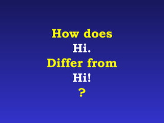 How does 
Hi. 
Differ from 
Hi! 
? 
 