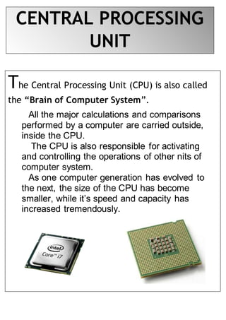 Input devices, Output devices , It's Types and CPU | PDF