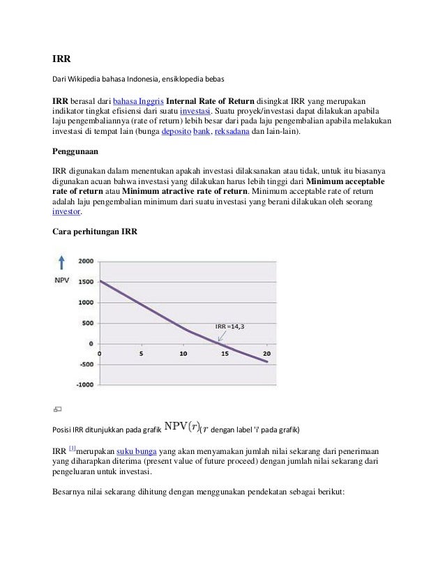bunga npv tabel Npv payback irr period
