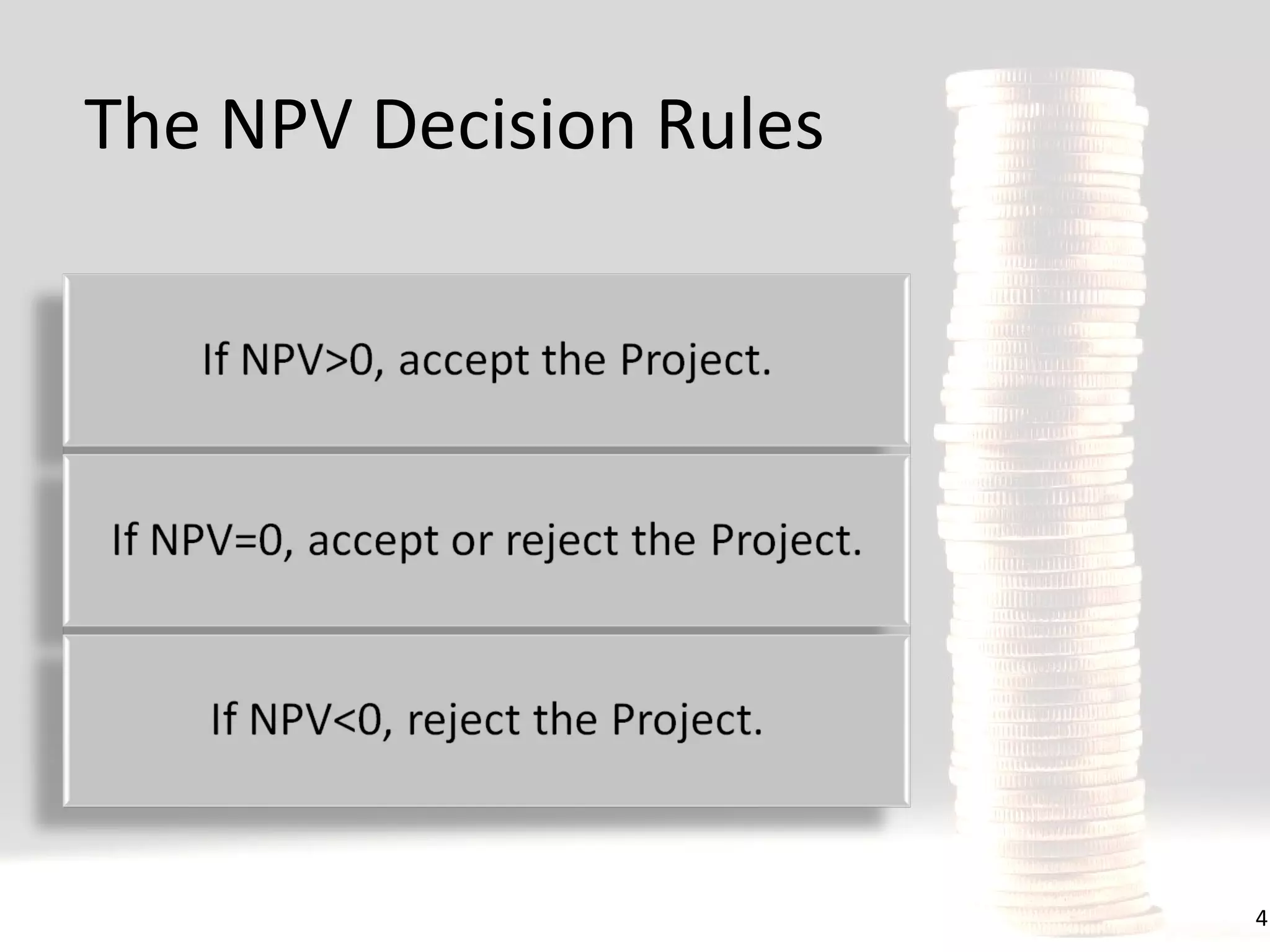 The NPV Decision Rules

4

 