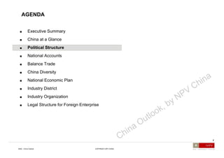 POLITICAL STRUCTURE Source : http://afe.easia.columbia.edu/china/gov/chart.htm, NPV analysis Government and Communist Party Structure 